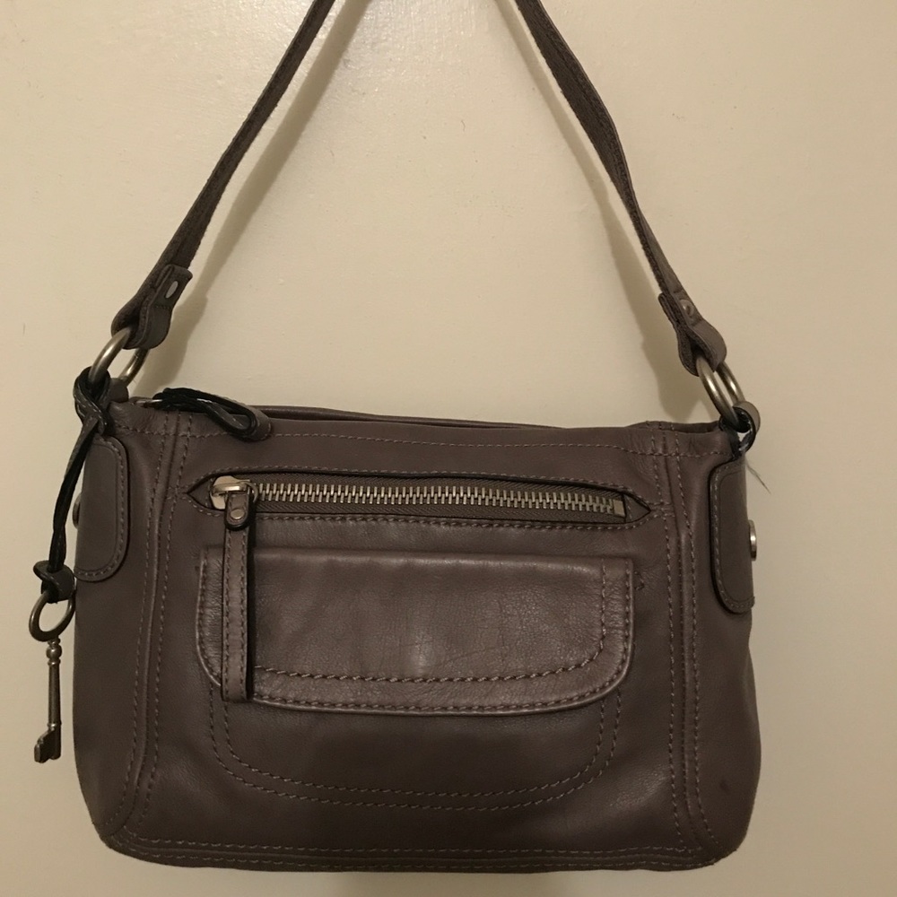 Fossil Vintage Gray Leather Shoulder Bag